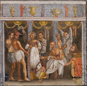 Mosaic teatral mosaico Casa Domus Poeta Tragic Pompeia