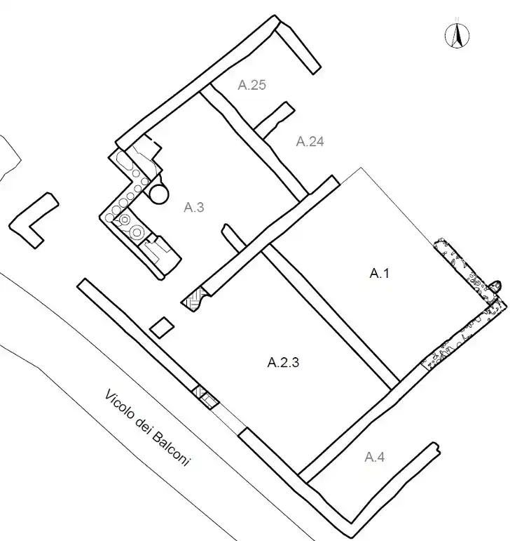 Plànol Termopoli del Gall Regio V Pompeia